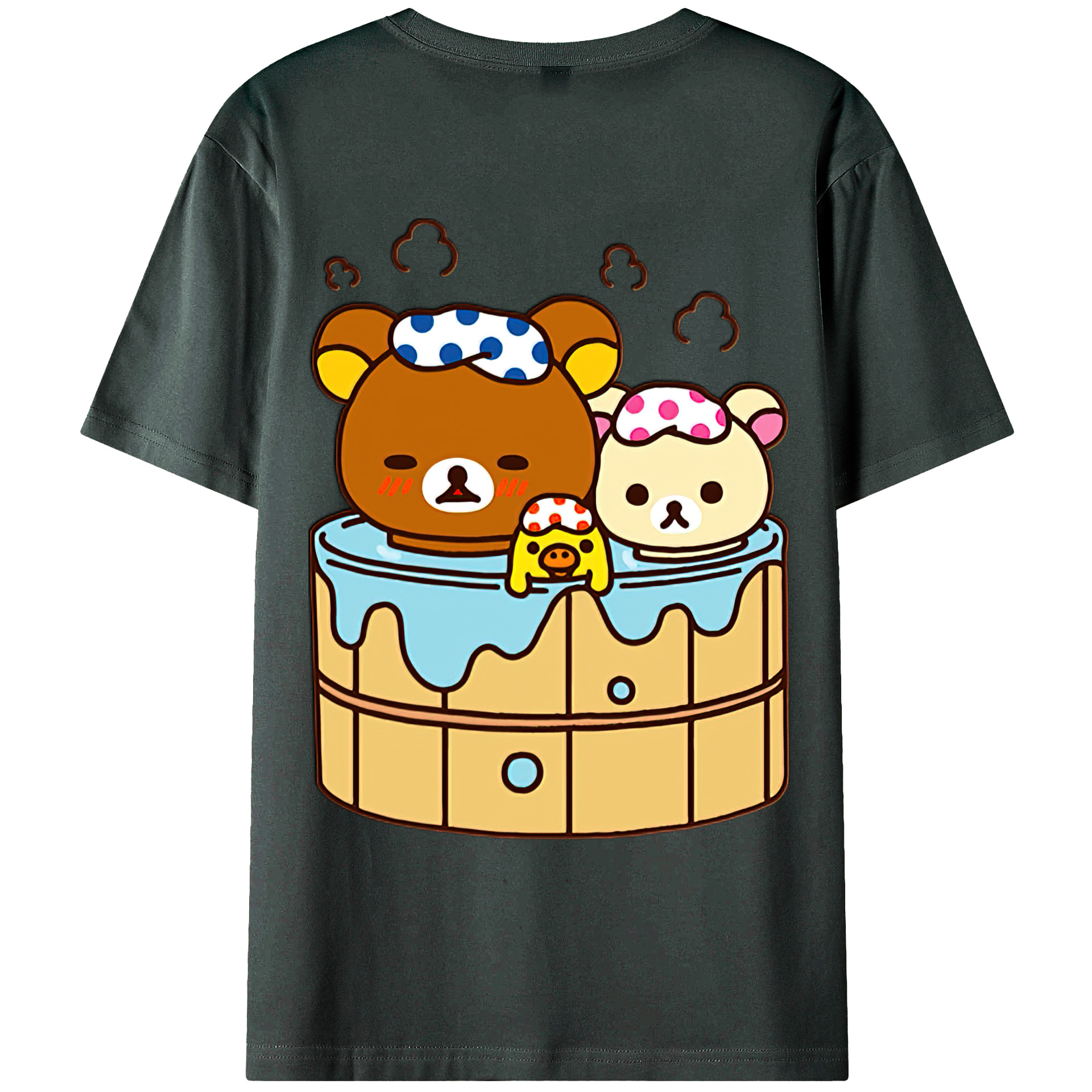 （画像用） リラックマ リラックマ キイロイトリ Rilakkuma Korilakkuma Kiiroitori 綿100％ メンズ半袖Tシャツ（バックプリント） 通気性